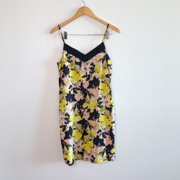 Jolie Floral Slip Mini Dress - Pink, Navy & Yellow - Picture 3 of 6